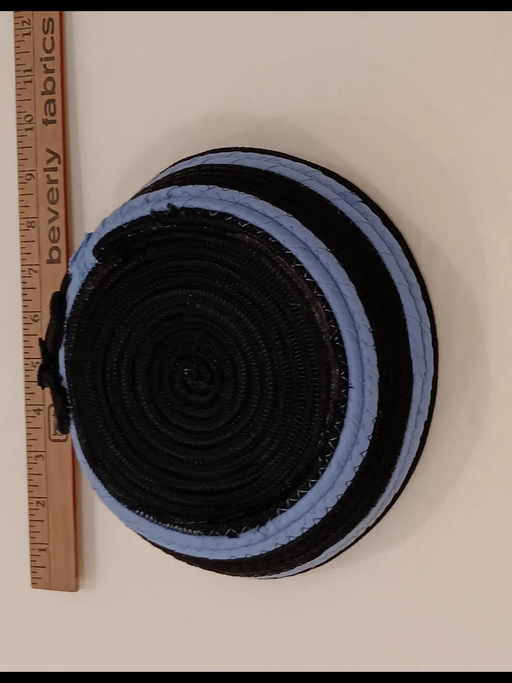 Embroidered Iris Round Patch with Sky Blue Trim.  Hand Made